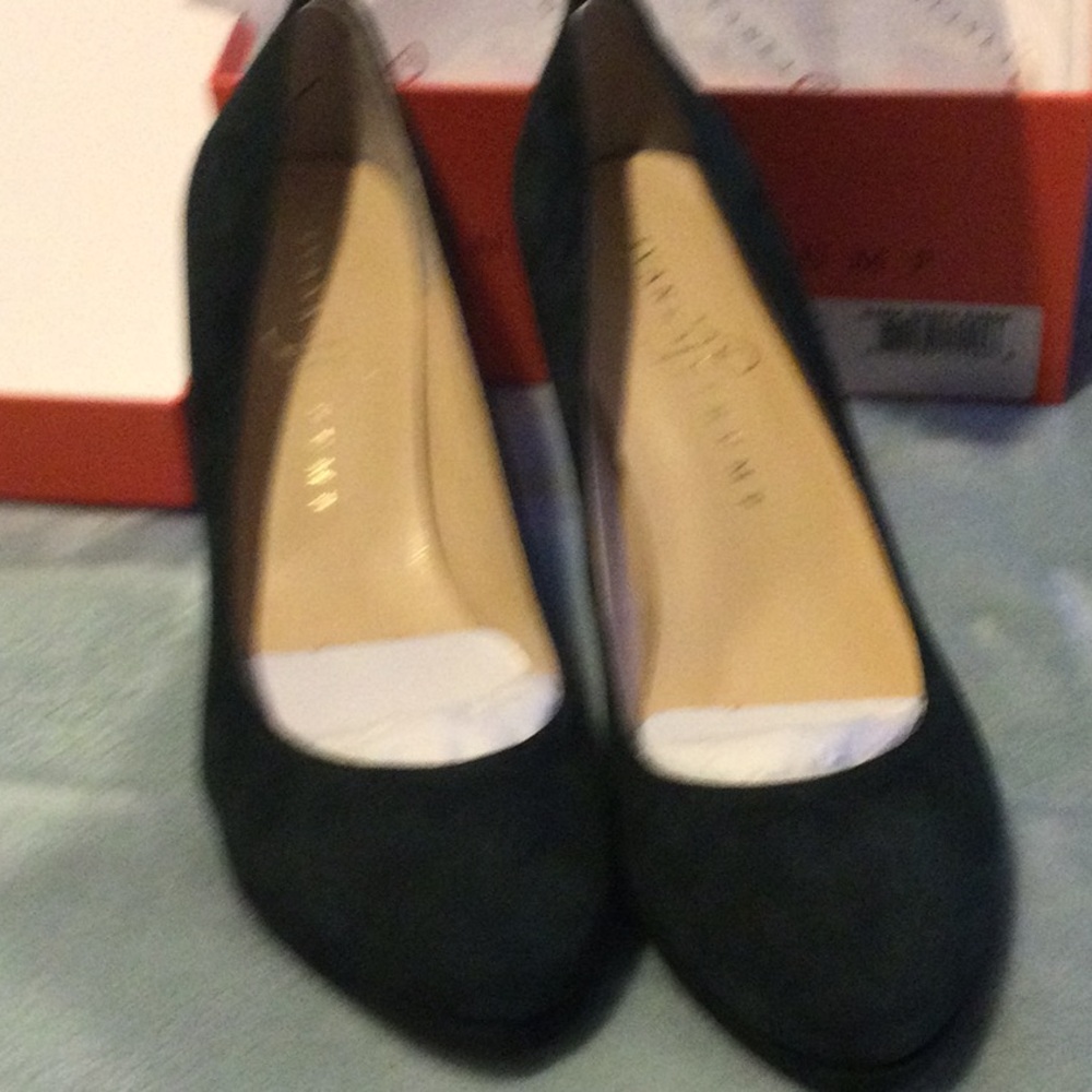 Dark green suede platform heels